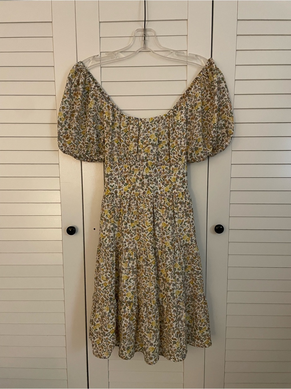 Altar'd State Yellow Floral Puff-Sleeve Mini Dress - Picture 4 of 6